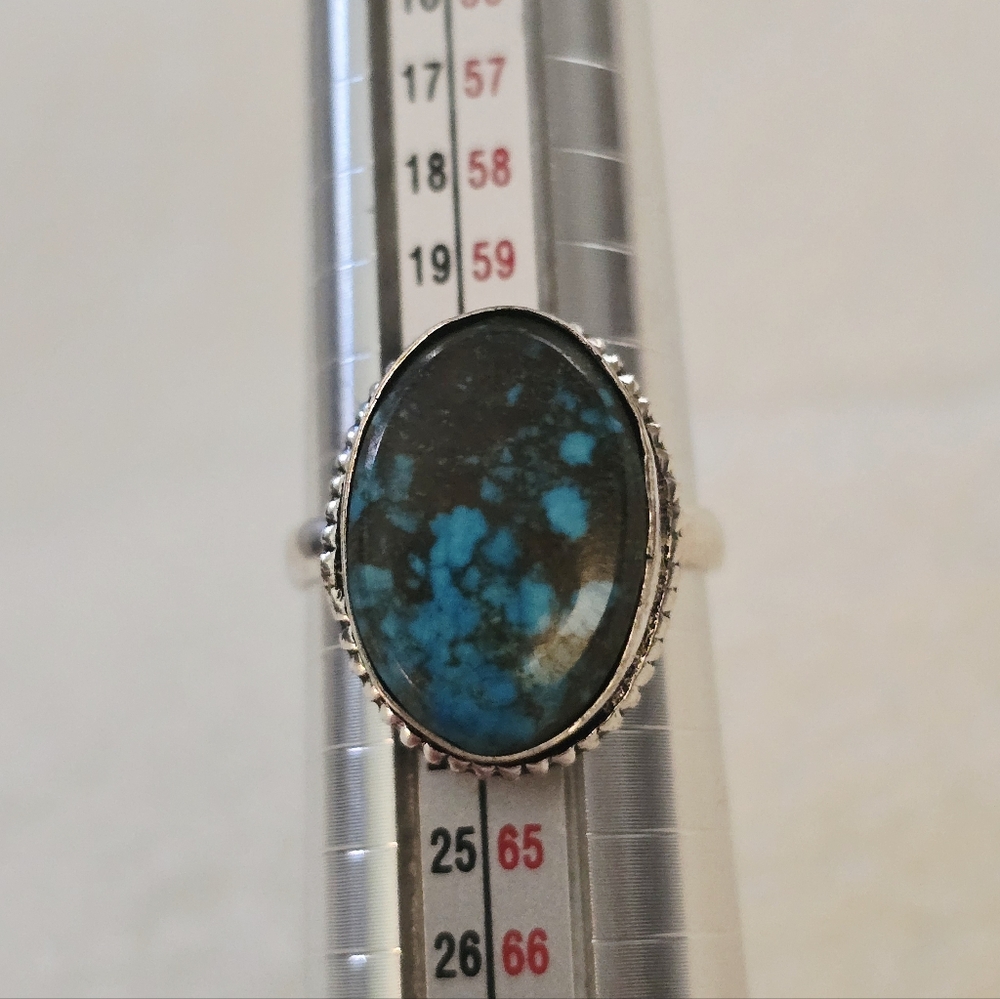 Silver and Genuine Turquoise Stone Ring Size 10